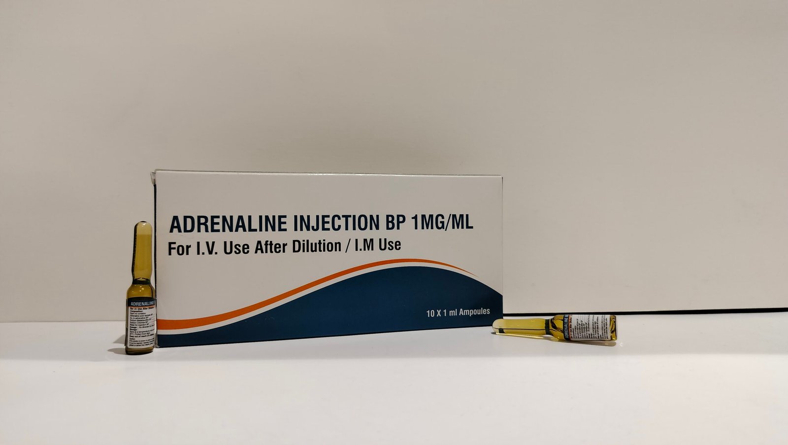 Adrenaline Injection BP 1 mg/mL ampoules, India-market manufacturer example